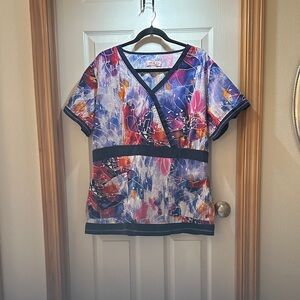 Koi Women’s Scrub Top Colorful Pattern